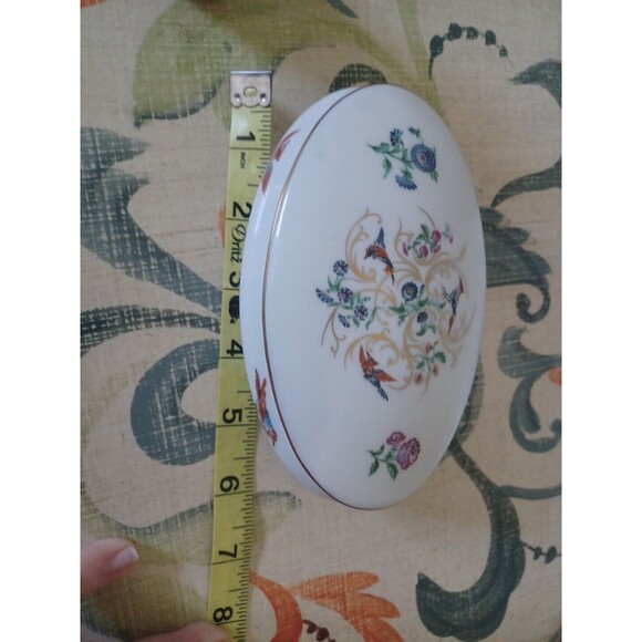 Vintage Rochard Limoges France Porcelain Dresser Trinket Box Bird of Paradise - Picture 11 of 11